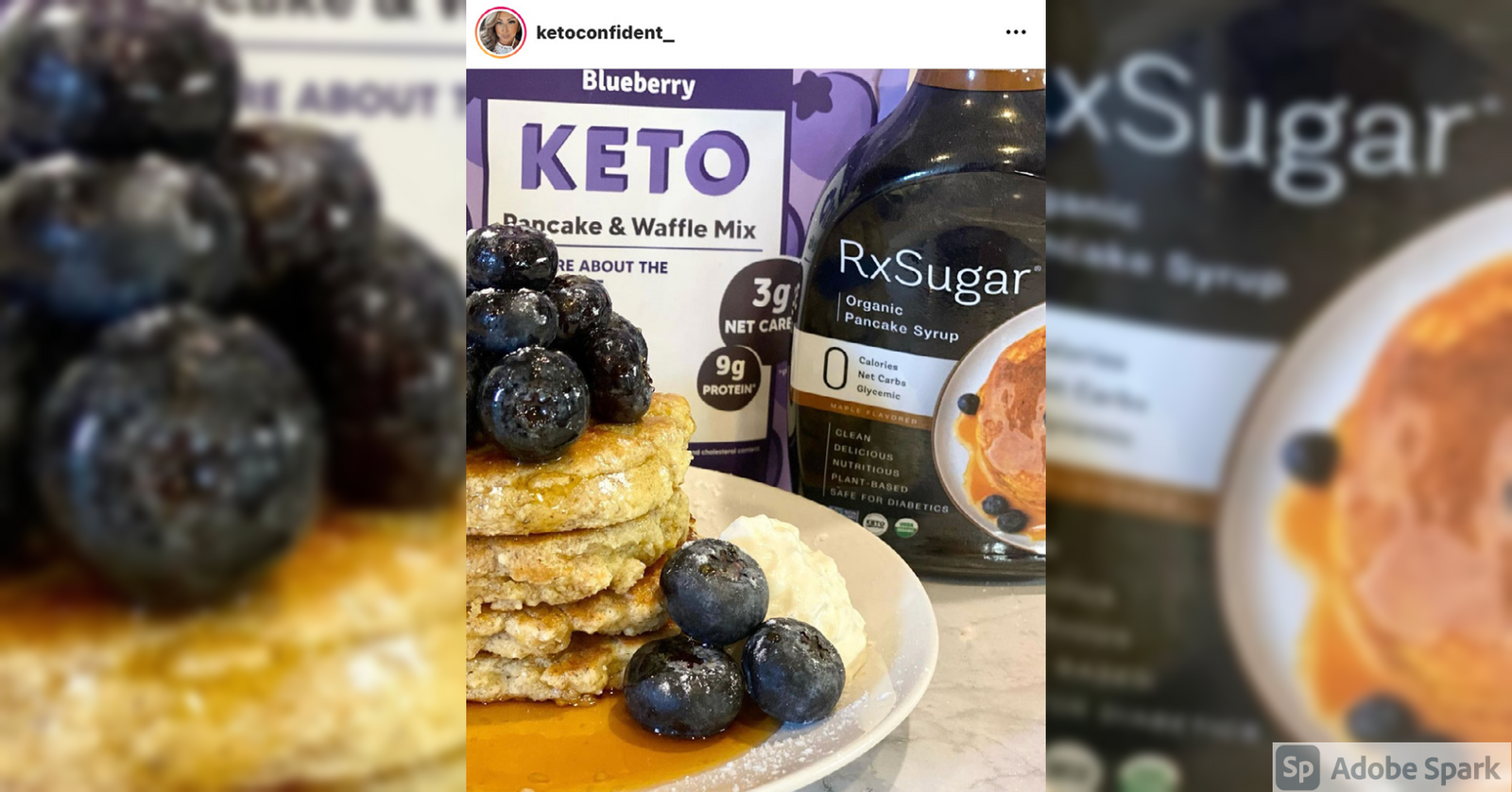 KetoConfident Using Her RxSugar Organic Pancake Syrup In Her Blueberry Pancakes