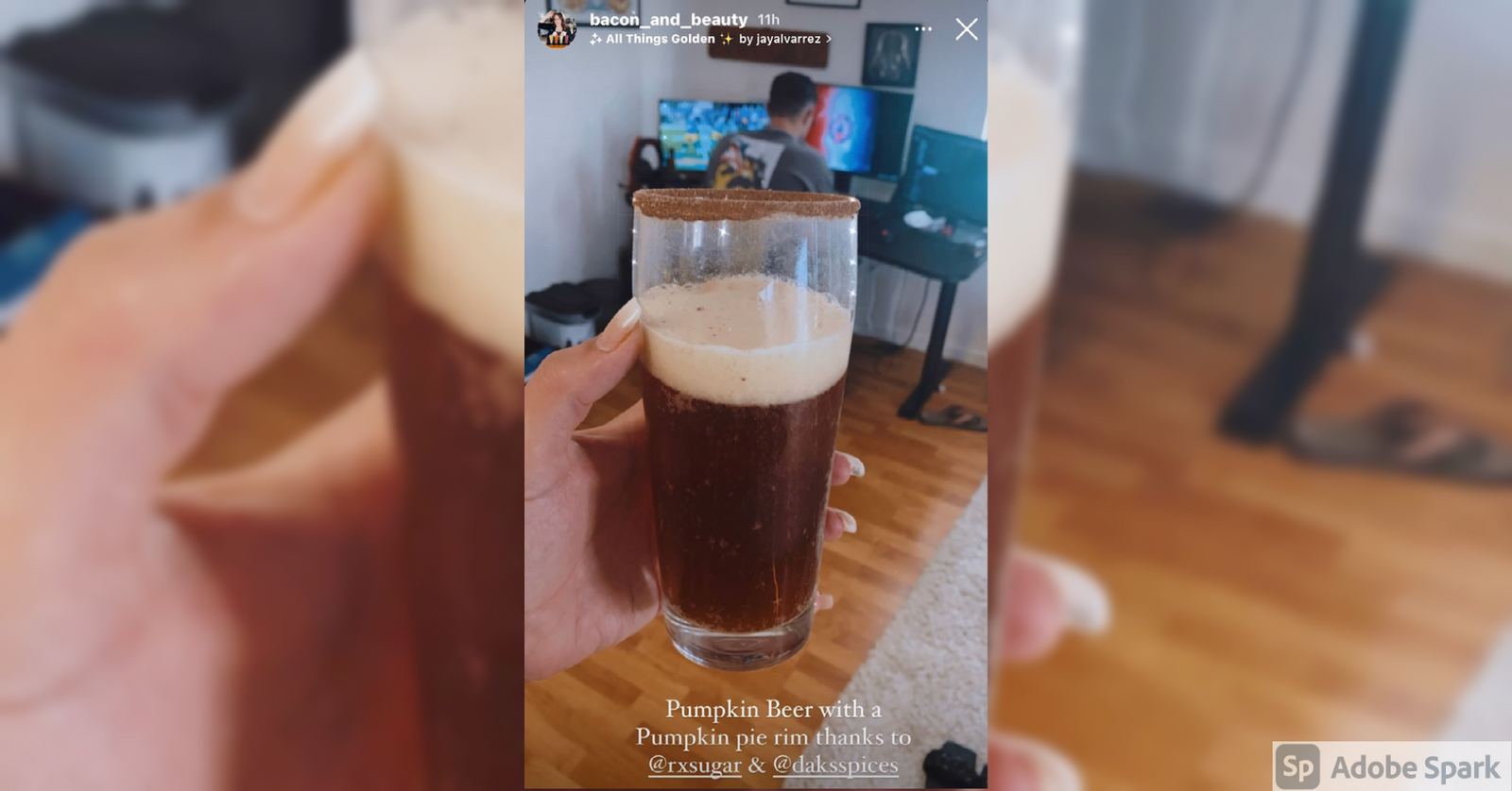 Bacon & Beauty Enjoying Her Pumpkin Beer Recipe With RxSugar Rim