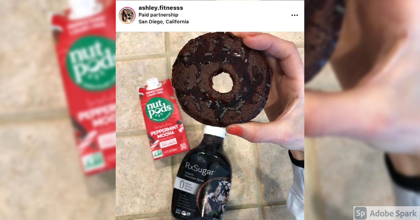 Ashley Fitness Using Her RxSugar Organic Chocolate Syrup In Her Peppermint Mocha Protein Donut Recipe