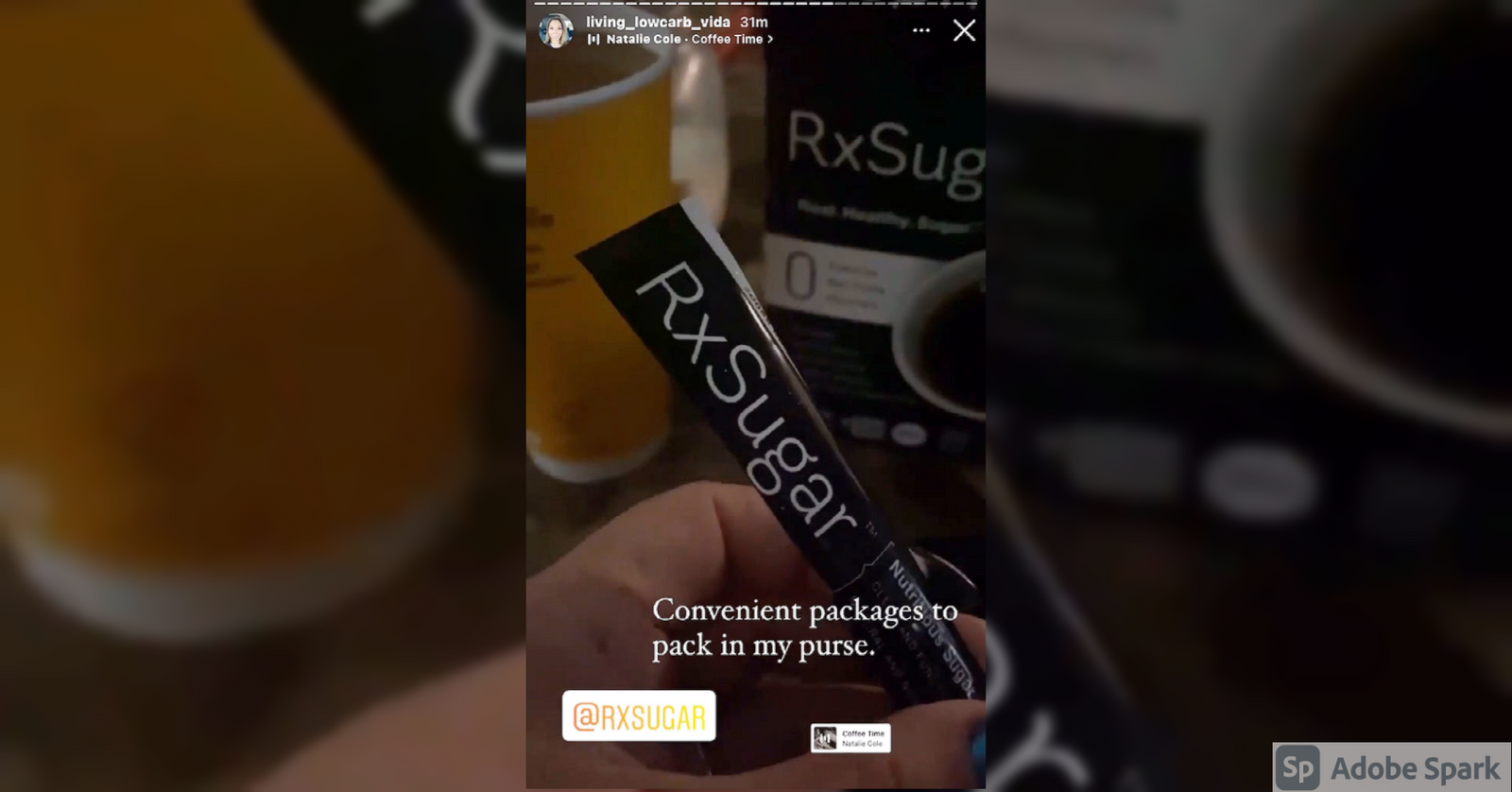 Living Low Carb Vida Loving Her RxSugar Stick Pack In Her Morning Brew