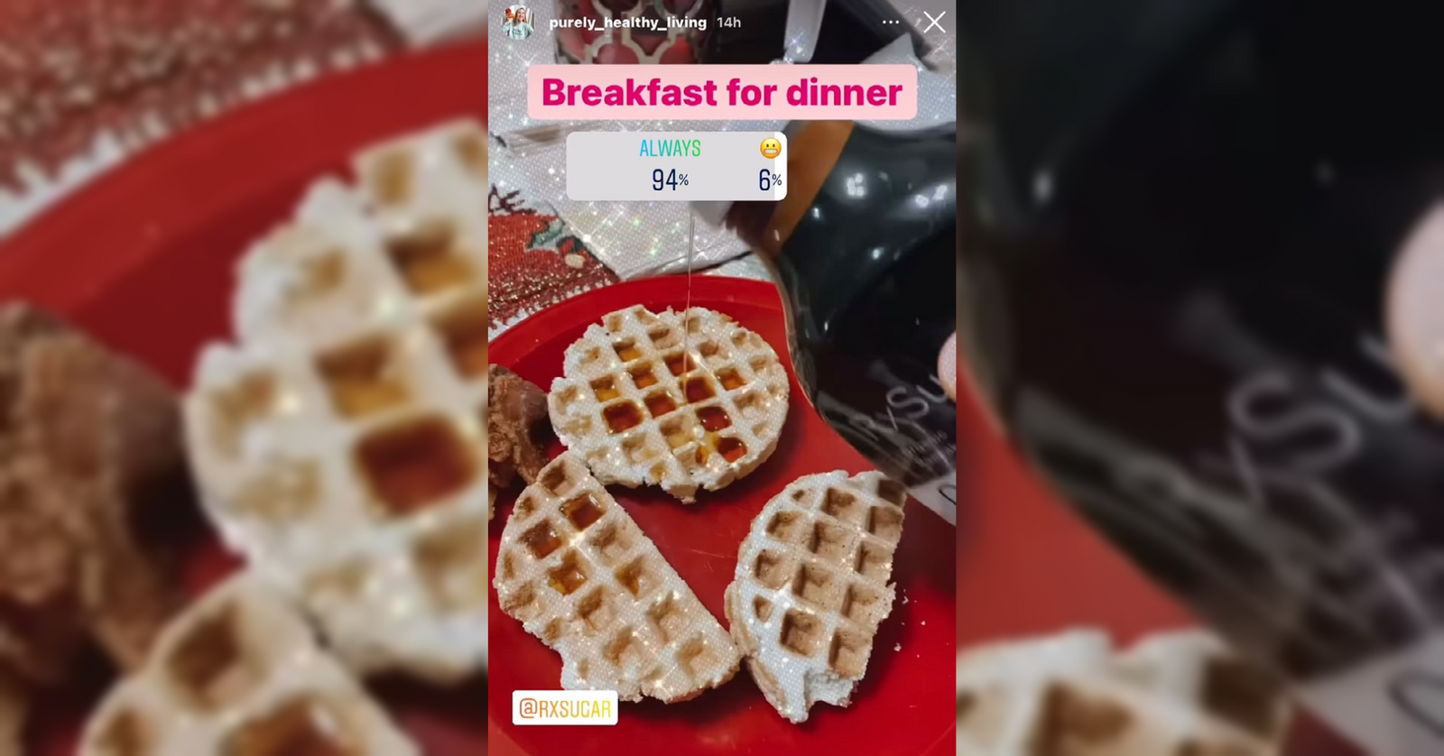 Purely Healthy Living Using RxSugar Organic Pancake Syrup On Her Stack