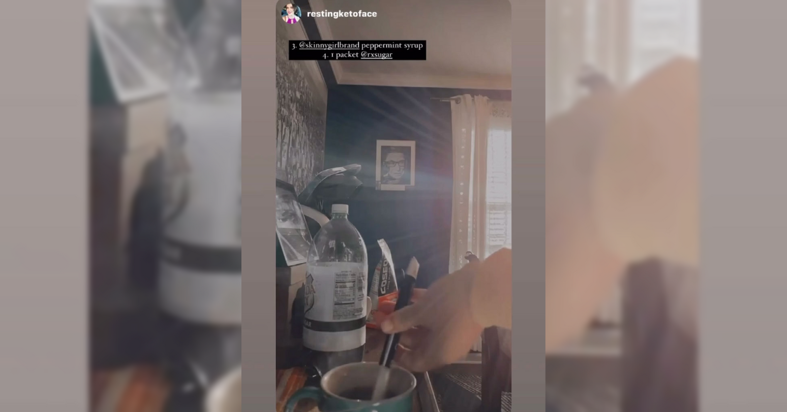 Resting Keto Face Loving Her RxSugar Stick Pack In Her Coffee