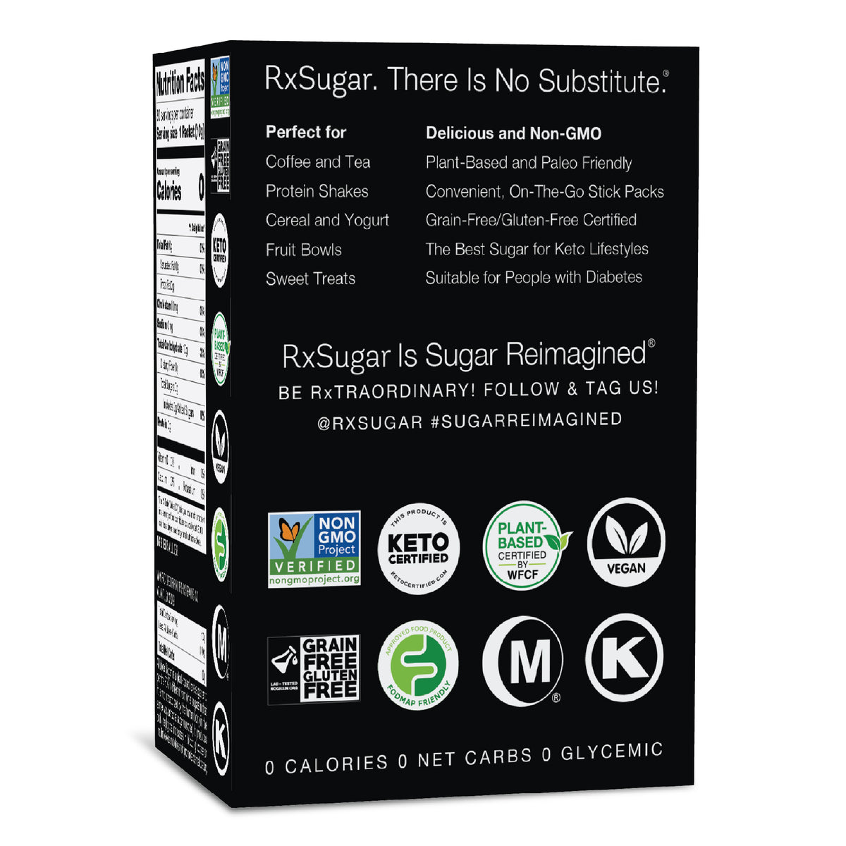 RxSugar Carton 30 Stick Pack Packaging Back
