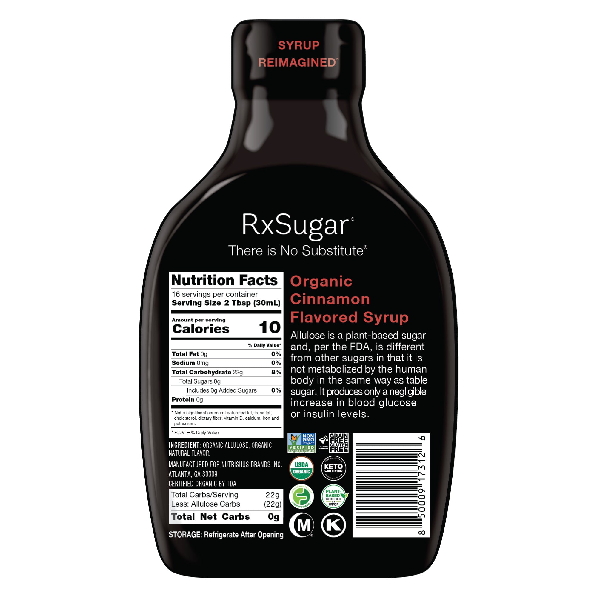 RxSugar Organic Cinnamon Syrup Q3 2023